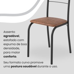 Conjunto Sala de Jantar Mesa Quadrada 70x70cm Tampo Granito Topázio 4 Cadeiras Rio - 6