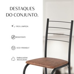Conjunto Sala de Jantar Mesa Quadrada 70x70cm Tampo Granito Topázio 4 Cadeiras Rio - 11