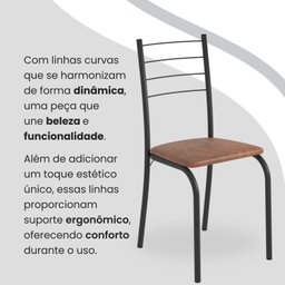 Conjunto Sala de Jantar Mesa Quadrada 70x70cm Tampo Granito Topázio 4 Cadeiras Rio - 7