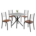 Ver imagem 2 de Conjunto Sala de Jantar Mesa Quadrada 70x70cm Tampo Granito Topázio 4 Cadeiras Rio Preto/C. Marrom/Fosco