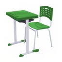 Ver imagem 1 de Kit Escolar Individuall – (mesa e Cadeira) – Adulto – Tampo Plástico - Cor Verde - Realplast - 54006