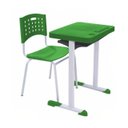 Ver imagem 2 de Kit Escolar Individuall – (mesa e Cadeira) – Adulto – Tampo Plástico - Cor Verde - Realplast - 54006