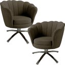 Ver imagem 2 de Kit Duas Poltronas Giratórias Pétala em Linho Premium 04-marrom Sua Casa Decorações