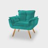 Conjunto 2 Poltronas Decorativas Para Sala Opala Pés Palito Suede Azul Tifany FR Poltronas - 2