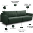 Ver imagem 3 de Sofá 4 Lugares para Sala Living Industrial 264cm Italy L06 Couro Verde Escuro - Lyam Decor