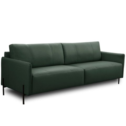 Sofá 4 Lugares para Sala Living Industrial 264cm Italy L06 Couro Verde Escuro - Lyam Decor