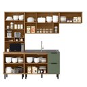 Ver imagem 2 de Cozinha Modulada Toscana 4 Peças Mdf com Aéreo 1200 Porta de Vidro e Paneleiro