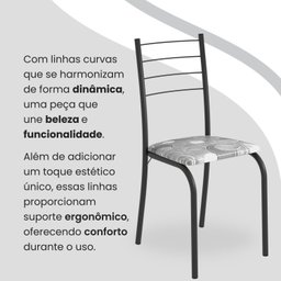 Conjunto Sala de Jantar Mesa Quadrada 70x70cm Tampo Granito Topázio 4 Cadeiras Rio - 7