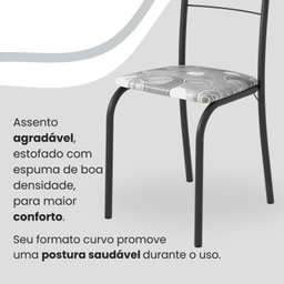 Conjunto Sala de Jantar Mesa Quadrada 70x70cm Tampo Granito Topázio 4 Cadeiras Rio - 6
