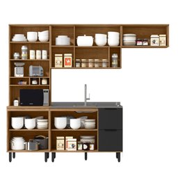 Cozinha Modulada Toscana 4 Peças Mdf com Aéreo 1200 Porta de Vidro e Paneleiro - 2