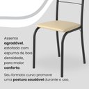 Ver imagem 6 de Conjunto Sala de Jantar Mesa Quadrada 70x70cm Tampo Granito Topázio 4 Cadeiras Rio Preto/Creme/Fosco