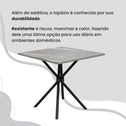 Conjunto Sala de Jantar Mesa Quadrada 70x70cm Tampo Granito Topázio 4 Cadeiras Rio - 8