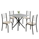 Ver imagem 2 de Conjunto Sala de Jantar Mesa Quadrada 70x70cm Tampo Granito Topázio 4 Cadeiras Rio