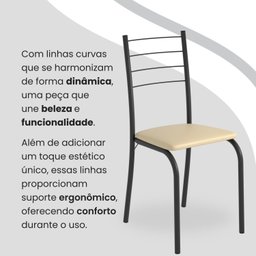 Conjunto Sala de Jantar Mesa Quadrada 70x70cm Tampo Granito Topázio 4 Cadeiras Rio - 7
