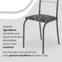 Ver imagem 6 de Conjunto Sala de Jantar Mesa Quadrada 70x70cm Tampo Granito Topázio 4 Cadeiras Rio Prata/Preto Floral/Mart