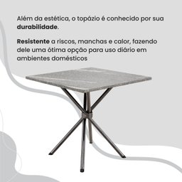Conjunto Sala de Jantar Mesa Quadrada 70x70cm Tampo Granito Topázio 4 Cadeiras Rio - 8