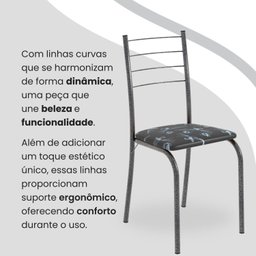 Conjunto Sala de Jantar Mesa Quadrada 70x70cm Tampo Granito Topázio 4 Cadeiras Rio - 7