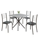 Ver imagem 2 de Conjunto Sala de Jantar Mesa Quadrada 70x70cm Tampo Granito Topázio 4 Cadeiras Rio Prata/Preto Floral/Mart