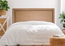 Ver imagem 1 de Cabeceira Casal Reta Luxo 140x60 Suede Bege - Tachas Fumê