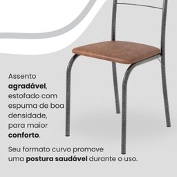 Conjunto Sala de Jantar Mesa Quadrada 70x70cm Tampo Granito Topázio 4 Cadeiras Rio - 6