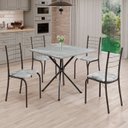 Ver imagem 1 de Conjunto Sala de Jantar Mesa Quadrada 70x70cm Tampo Granito Topázio 4 Cadeiras Rio