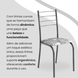 Conjunto Sala de Jantar Mesa Quadrada 70x70cm Tampo Granito Topázio 4 Cadeiras Rio - 6