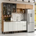 Ver imagem 1 de Cozinha Modulada Toscana 4 Peças Mdf com Aéreo 1200 Porta de Vidro e Paneleiro