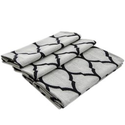 Kit Tapetes e Passadeira De Cozinha 3 Peças Antiderrapante Arabesco Geométrico Branco e Preto - 4