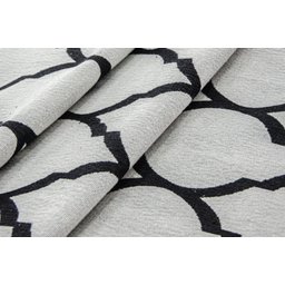 Kit Tapetes e Passadeira De Cozinha 3 Peças Antiderrapante Arabesco Geométrico Branco e Preto - 5