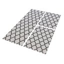 Ver imagem 3 de Kit Tapetes e Passadeira De Cozinha 3 Peças Antiderrapante Arabesco Geométrico Branco e Preto