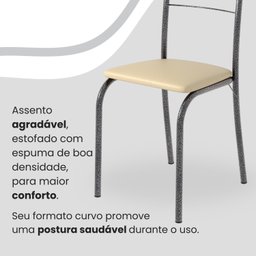 Conjunto Sala de Jantar Mesa Quadrada 70x70cm Tampo Granito Topázio 4 Cadeiras Rio - 6