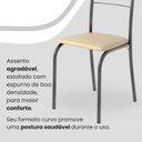Ver imagem 6 de Conjunto Sala de Jantar Mesa Quadrada 70x70cm Tampo Granito Topázio 4 Cadeiras Rio Prata/Creme/Mart