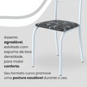 Ver imagem 6 de Conjunto Sala de Jantar Mesa Quadrada 70x70cm Tampo Granito Topázio 4 Cadeiras Rio Branco/Preto Floral