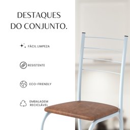 Conjunto Sala de Jantar Mesa Quadrada 70x70cm Tampo Granito Topázio 4 Cadeiras Rio - 11