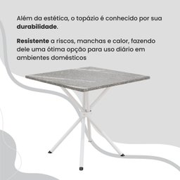 Conjunto Sala de Jantar Mesa Quadrada 70x70cm Tampo Granito Topázio 4 Cadeiras Rio - 8