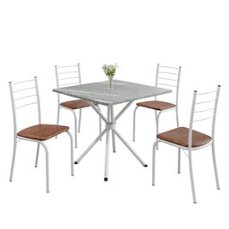 Conjunto Sala de Jantar Mesa Quadrada 70x70cm Tampo Granito Topázio 4 Cadeiras Rio - 2