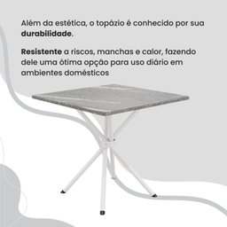 Conjunto Sala de Jantar Mesa Quadrada 70x70cm Tampo Granito Topázio 4 Cadeiras Rio - 8