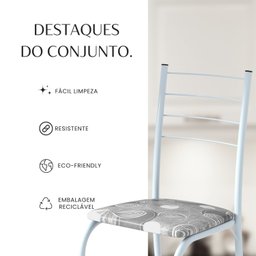 Conjunto Sala de Jantar Mesa Quadrada 70x70cm Tampo Granito Topázio 4 Cadeiras Rio - 11