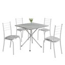Ver imagem 2 de Conjunto Sala de Jantar Mesa Quadrada 70x70cm Tampo Granito Topázio 4 Cadeiras Rio