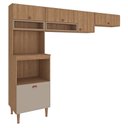 Ver imagem 2 de Cozinha Modulada 3 Peças com Paneleiro Torre Quente e 2 Armários Aéreos Marti Yescasa Mel/Fendi Cinza