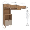 Ver imagem 3 de Cozinha Modulada 3 Peças com Paneleiro Torre Quente e 2 Armários Aéreos Marti Yescasa Mel/Fendi Cinza