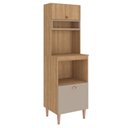 Ver mais imagens de Cozinha Modulada 3 Peças com Paneleiro Torre Quente e 2 Armários Aéreos Marti Yescasa Mel/Fendi Cinza