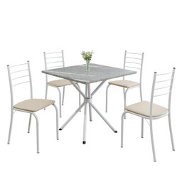 Conjunto Sala de Jantar Mesa Quadrada 70x70cm Tampo Granito Topázio 4 Cadeiras Rio - 2