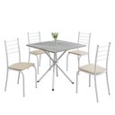 Ver imagem 2 de Conjunto Sala de Jantar Mesa Quadrada 70x70cm Tampo Granito Topázio 4 Cadeiras Rio Branco/Creme