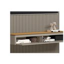 Ver imagem 5 de Home P/ Tv até 75 Pol Modular 1.8 Ripado C/ 2 Portas 1 Prat. 180x250cm Tauari/gris Fosco - Linea