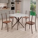 Ver imagem 1 de Conjunto Sala de Jantar Mesa Quadrada 70x70cm Tampo Madeira Mdp 4 Cadeiras Rio