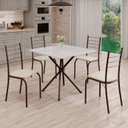 Ver imagem 1 de Conjunto Sala de Jantar Mesa Quadrada 70x70cm Tampo Madeira MDP 4 Cadeiras Rio Marrom/Creme