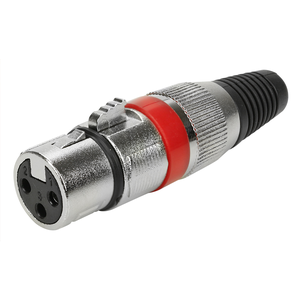 Kit 5 Peças Plug Xlr Cannon Fêmea Profissional Vermelho