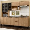 Ver imagem 1 de Cozinha Modulada Toscana 5 Peças Mdf com Aéreo 1200 Porta de Vidro e Paneleiro