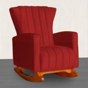 Ver imagem 2 de Poltrona Balanço c/ Puff Melinda Suede Vermelho